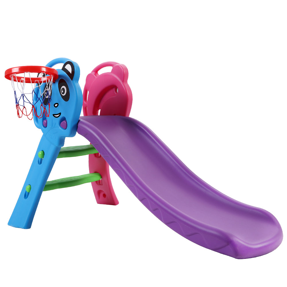 Keezi Kids Slide with Basketball Hoop Outdoor Indoor Playground Toddler Play