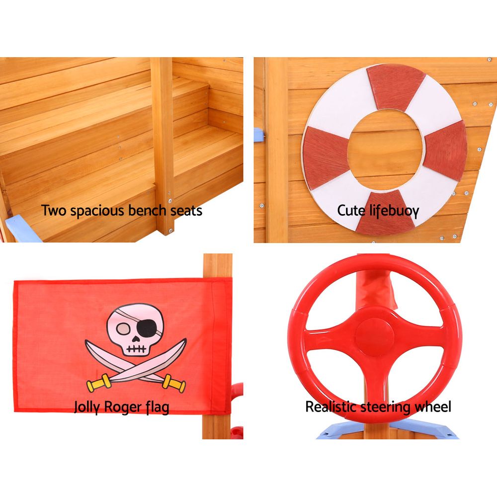 Keezi Boat Sand Pit With Canopy