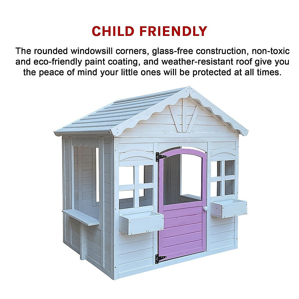 Cubby House Kids Wooden Outdoor Playhouse Cottage Play Children Timber